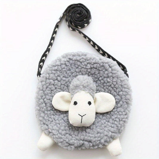 Cartoon Plush Lamb Bag Coin Purse Wallet Crossbody Bag Holiday Gift For Girls