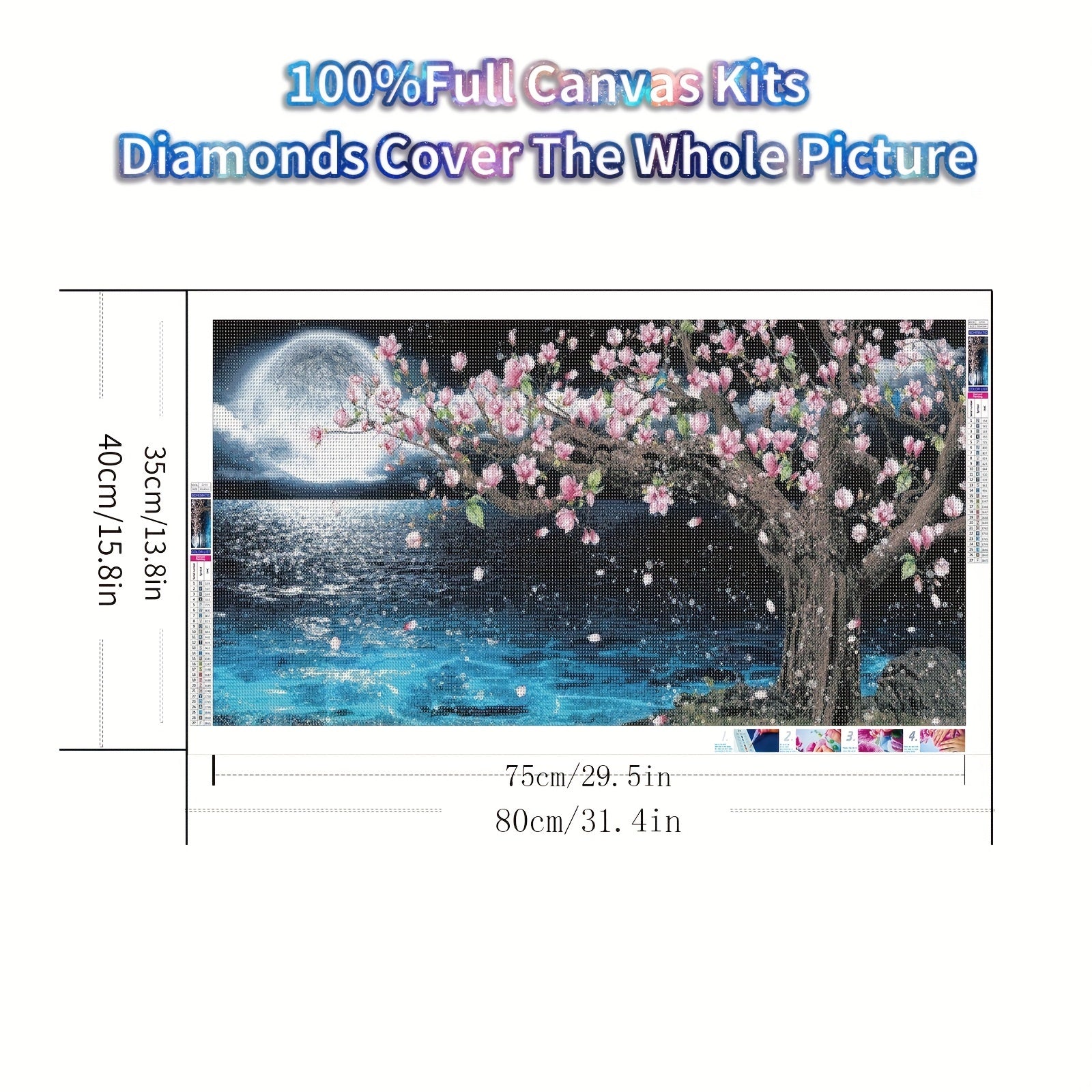 DIY 5D Diamond Art Kit Moon Tree 80 01x40 Full Round Painting Ornament