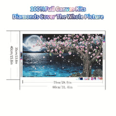 DIY 5D Diamond Art Kit Moon Tree 80 01x40 Full Round Painting Ornament