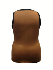  Colorblock Tank Top Round Neck Stretchy Skinny Tank Top