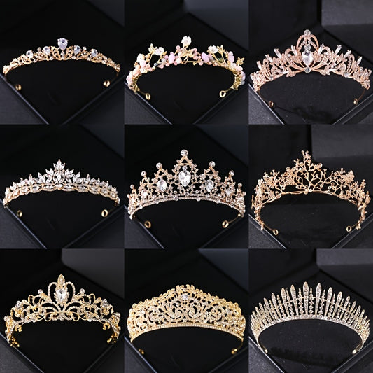 Golden Rhinestone Crown Hairband for Bridal Wedding Party Favor