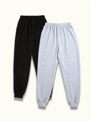 2 Pack Plus Size Sports Pants Women's Elastic Waist Drawstring Pants