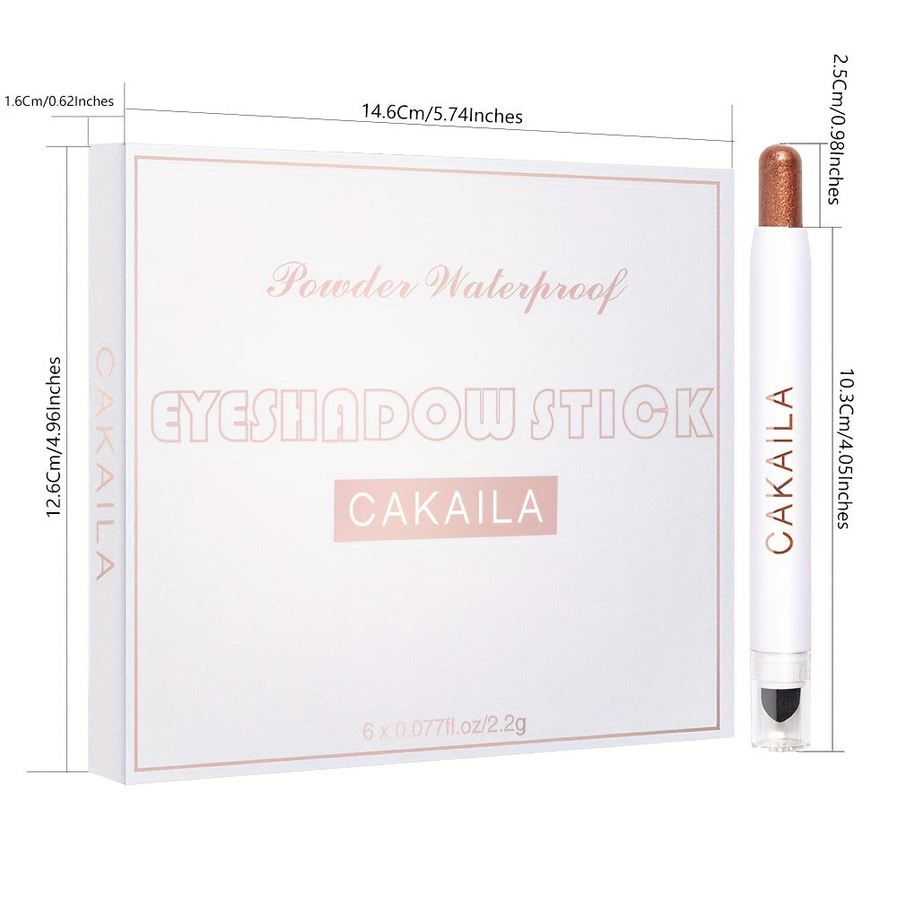 CAKAILA Waterproof Matte Pearly Eyeshadow Stick 6 Pack
