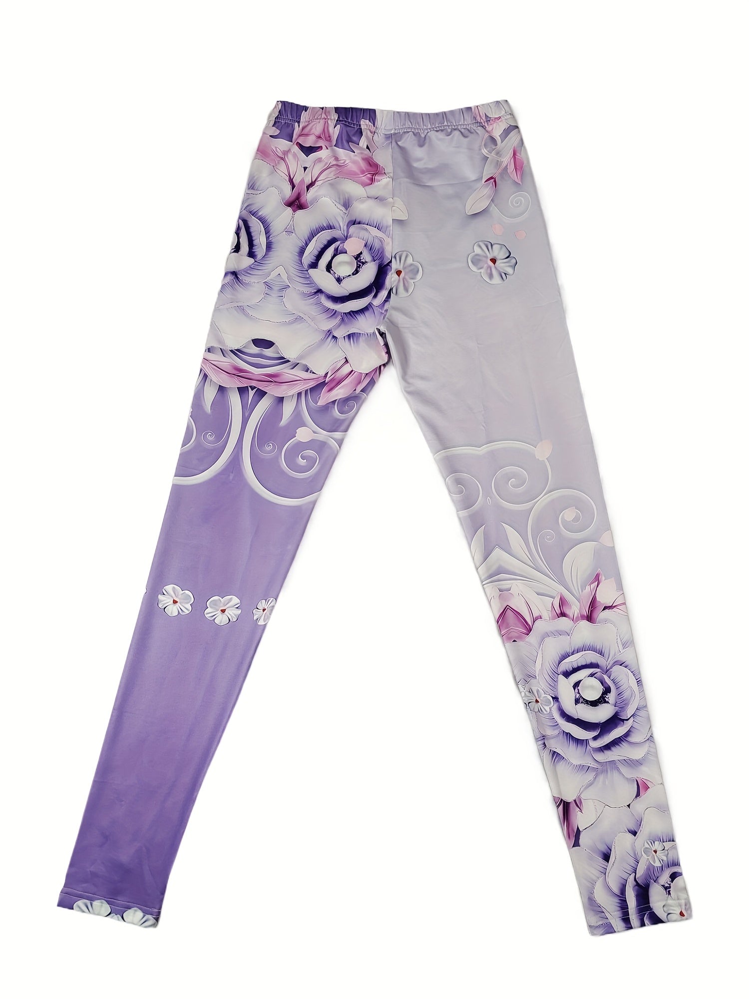 Floral Butterfly Print Skinny Leggings Women's Stretchy Leggings