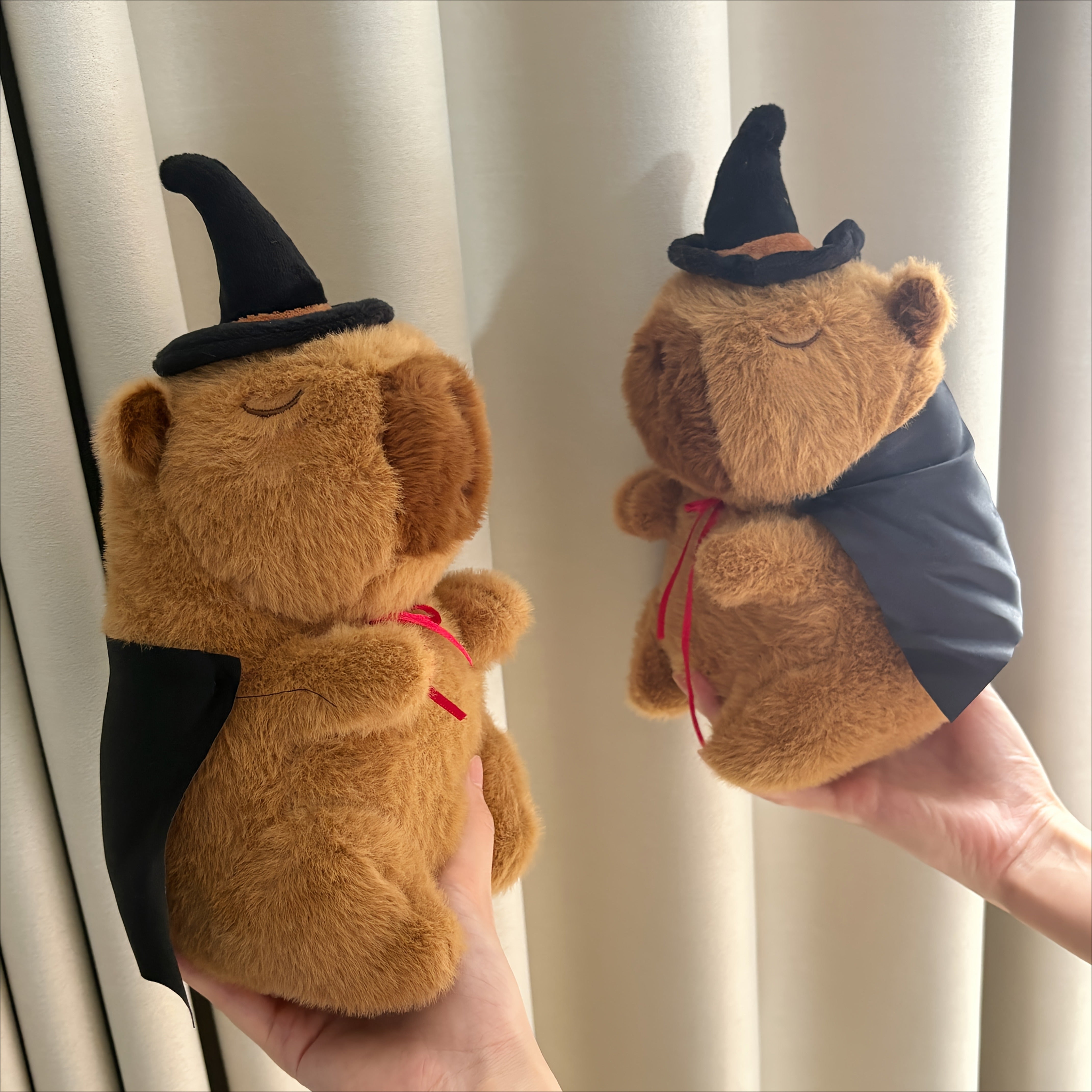Capybara Plush Toy with Bat Cape & Witch Hat