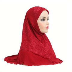 Muslim Hijab Arab Hat Lace Stitching Veil Hat for Girls