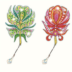 Diamond Painting Bookmarks DIY Kit w/ Tassel Resin Rhinestone Feather Set