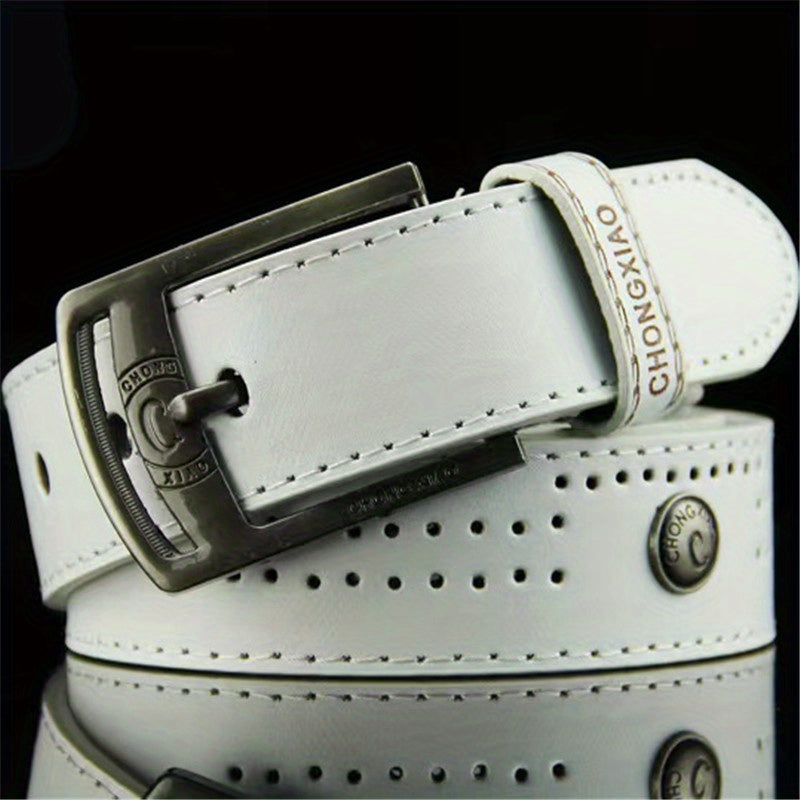 Vintage Needle Buckle Belt Jeans With Rivets Men's Belt