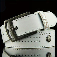 Vintage Needle Buckle Belt Jeans With Rivets Men's Belt