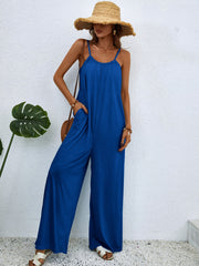 Boho Ink Print Jumpsuit Spaghetti Wide Leg Women's Clothing