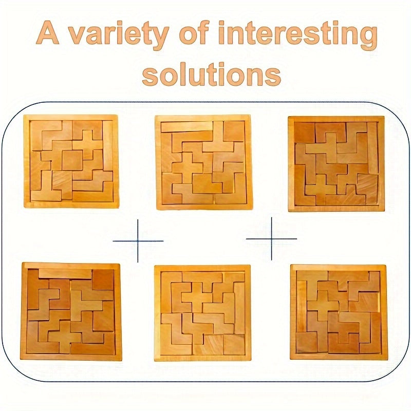 Busaurus Wooden Brain Teaser Puzzle Deep Brown for Adults