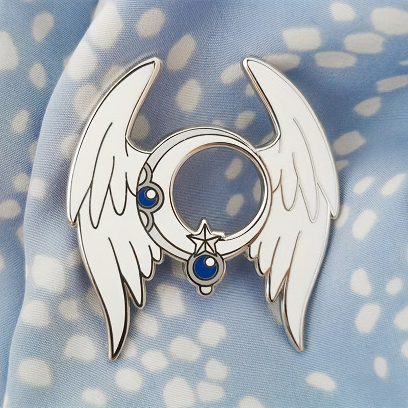 Men's Enamel Star Moon Brooch