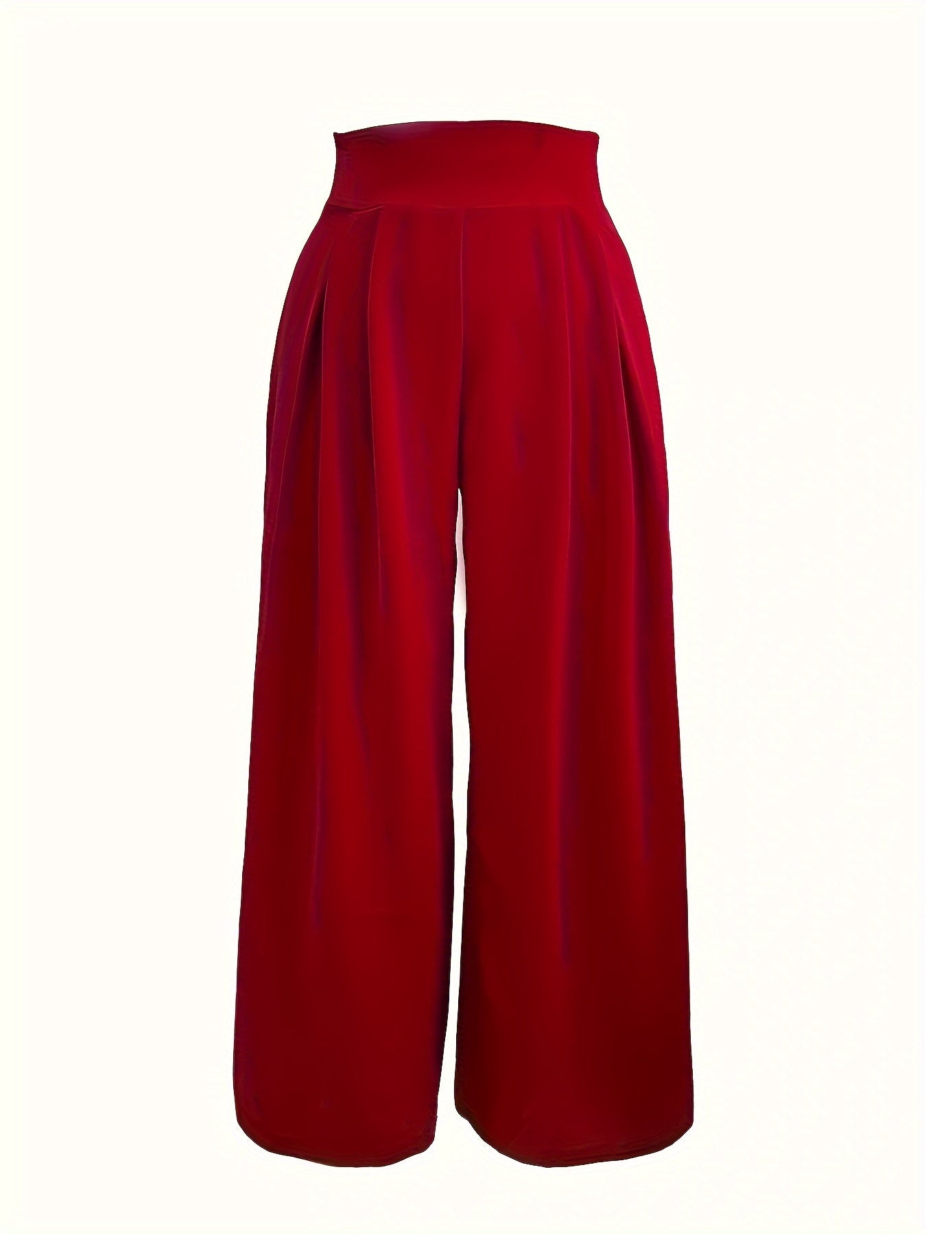 Women's Plus High Waisted Wide Leg Solid Trousers