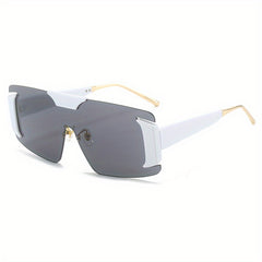 Y2K Oversized Sunglasses Semi Rimless Shield UV400 Sun Shades
