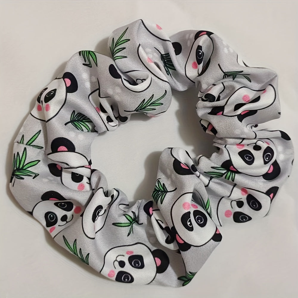 Bear Pattern Hair Scrunchies Soft Fabric For Women Girls