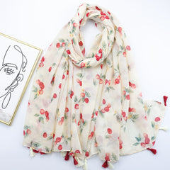 Boho Floral Print Scarf Tassel Shawl Women Voile Sunscreen Head Wrap