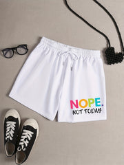  Slogan Print Sporty Pajama Shorts