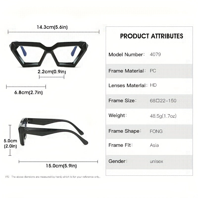 Geometric Cat Eye Clear Lens Glasses Frame Women Men