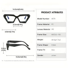 Geometric Cat Eye Clear Lens Glasses Frame Women Men
