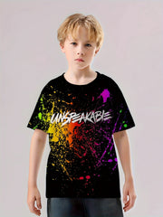 Paint Splash Pattern Kid's T-Shirt UNSPEAKABLE Print Casual Short Sleeve Top