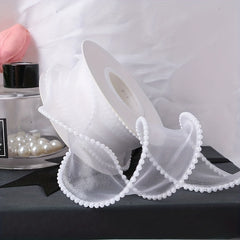 5yd Pearl Fishtail Silk Ribbon Flower Packaging Mesh Ribbon
