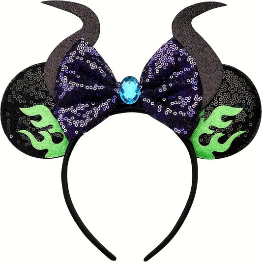 Mouse Ears Headband Bows Glitter Princess Decoration Cosplay Costume Girls