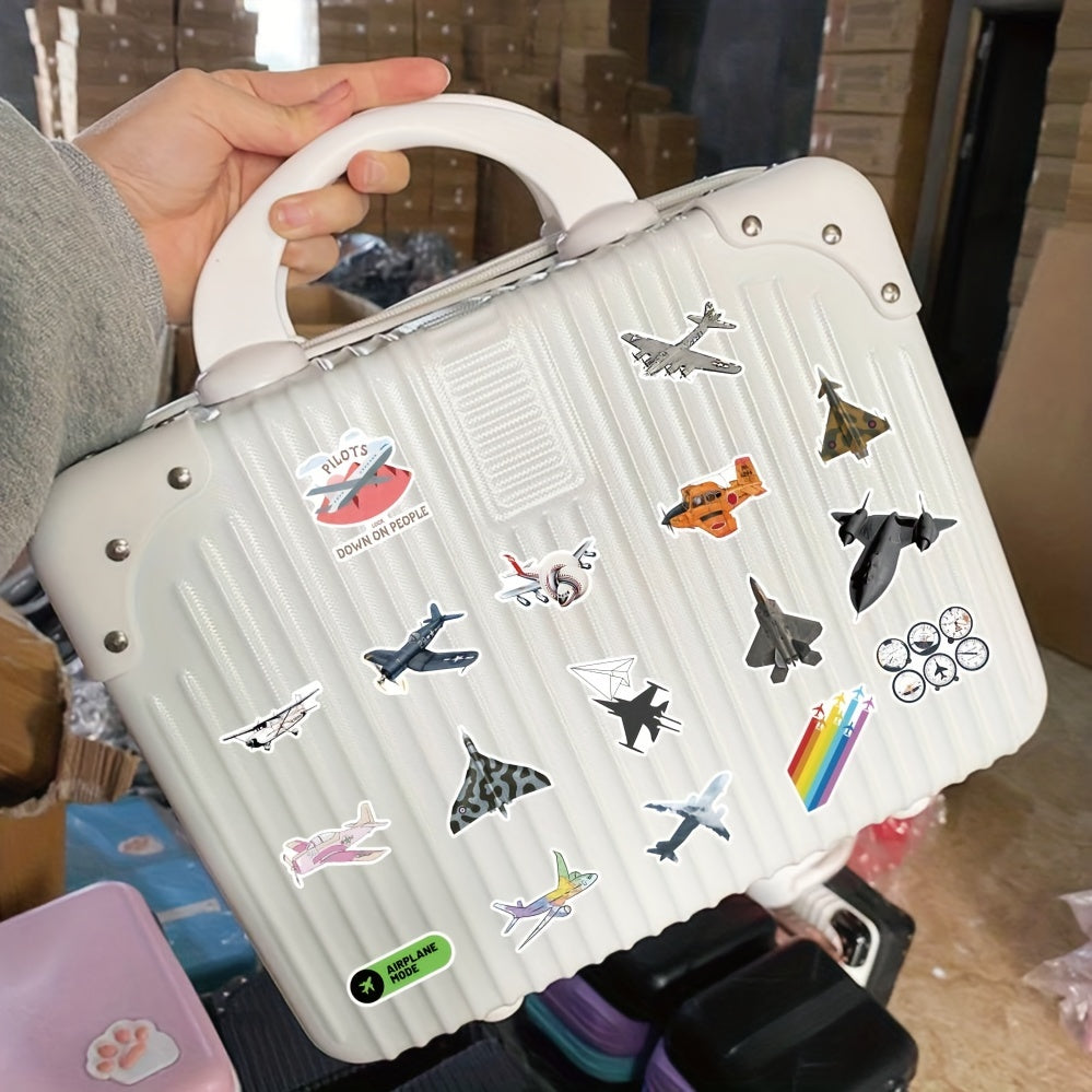50pcs Aircraft Waterproof Decals For Bottles Laptop Luggage