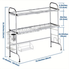 Stainless Steel Large Dish Rack with Utensil Holder