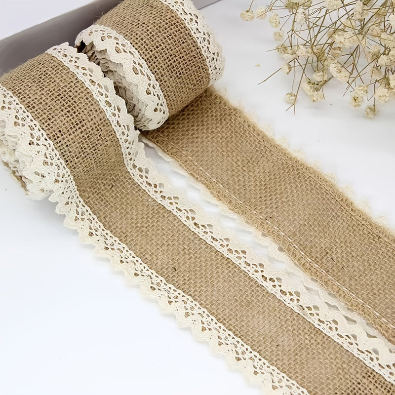 Burlap Decorative Ribbon Jute Webbing Edge Ribbon 2m 6.6ft Per Roll
