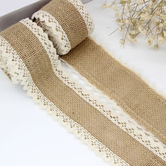 Burlap Decorative Ribbon Jute Webbing Edge Ribbon 2m 6.6ft Per Roll