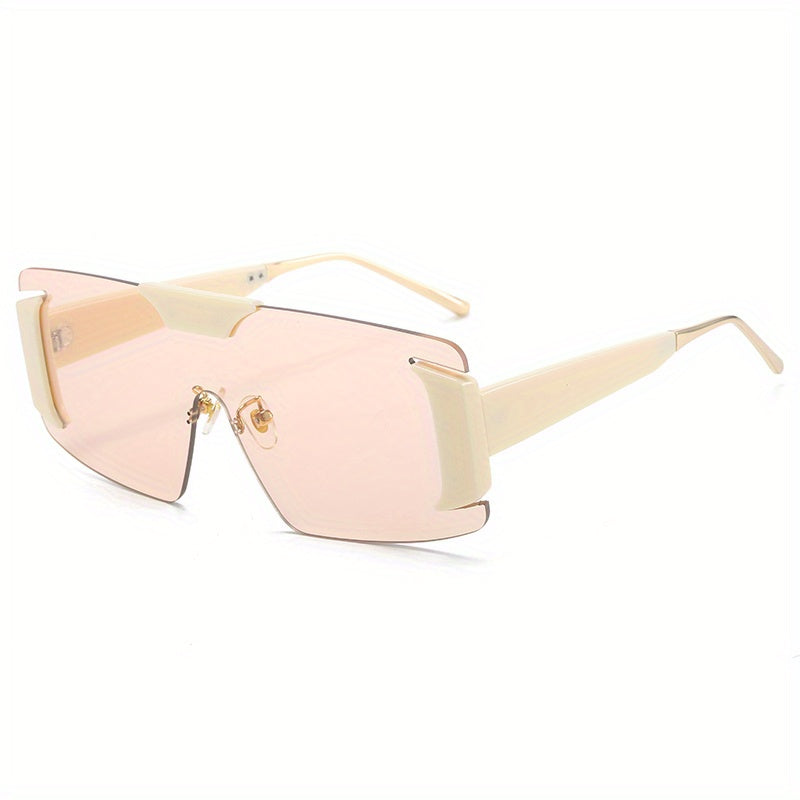 Y2K Oversized Sunglasses Semi Rimless Shield UV400 Sun Shades
