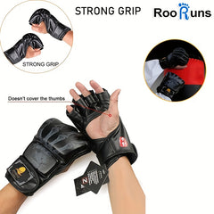 ZooBoo MMA Gloves Half Finger Boxing Gloves MMA Mitts With Adjustable Wrist Band