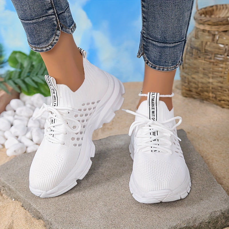 Women's Breathable Athletic Sneakers, Lace up Mesh, Running & Casual Wear