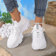 Women's Breathable Athletic Sneakers, Lace up Mesh, Running & Casual Wear