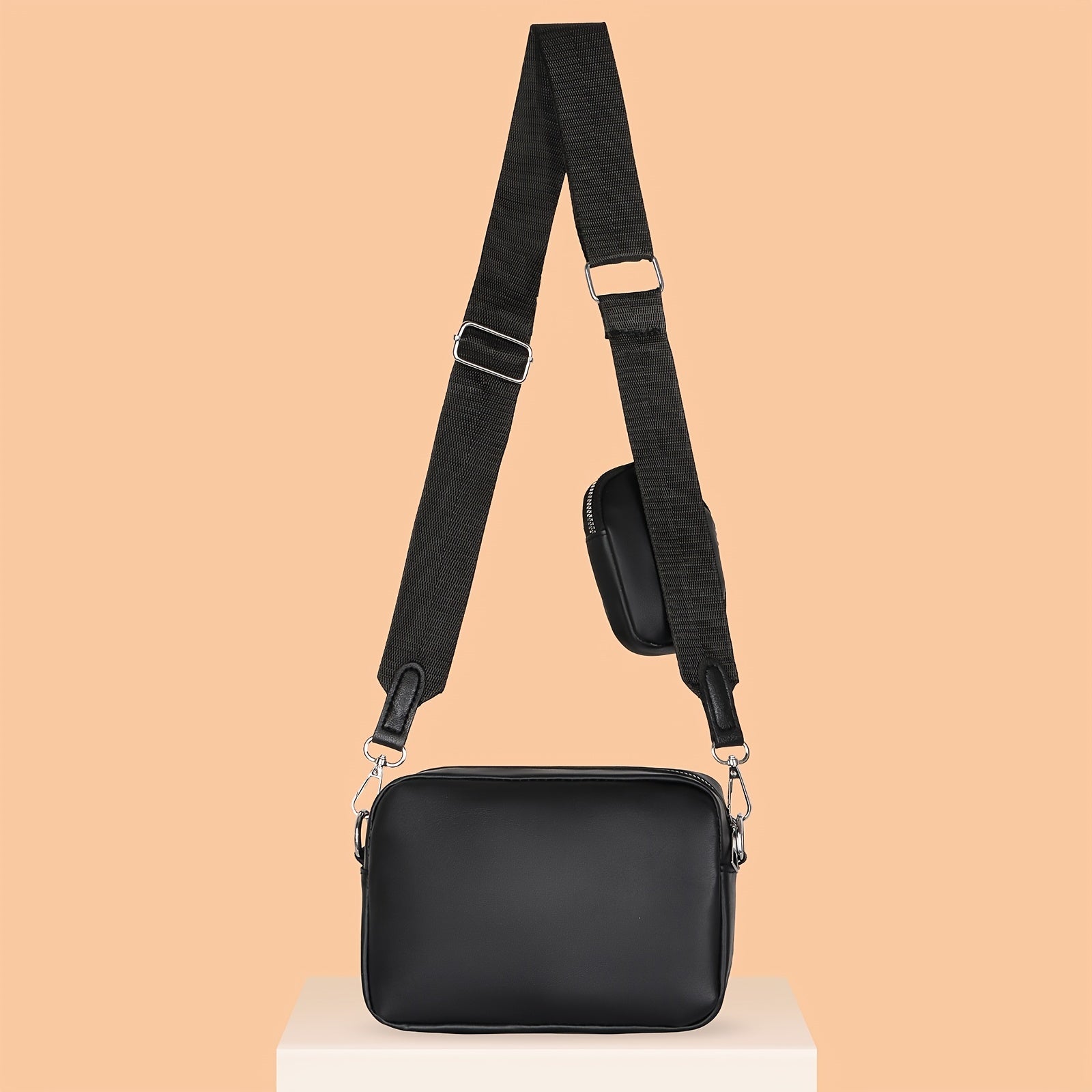 Geometric Pattern Shoulder Bag With Purse Zipper Crossbody Bag