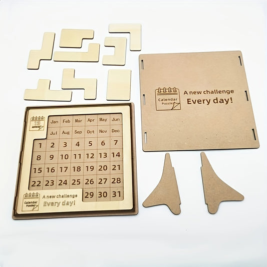 Wooden Perpetual Calendar Puzzle Decor