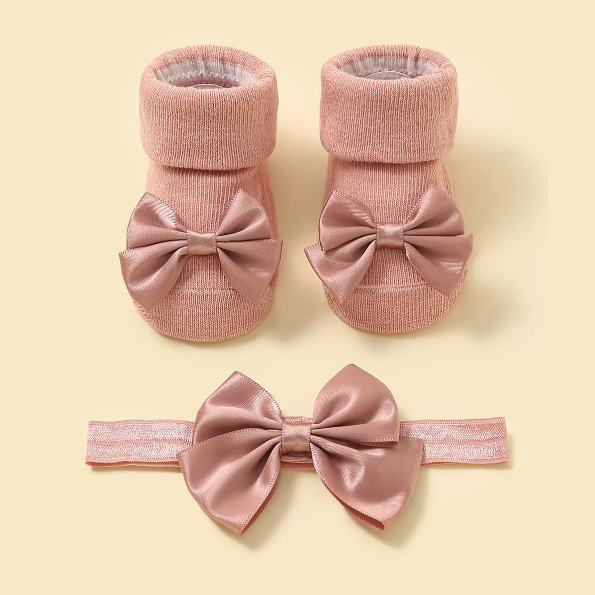 Baby Girls Bow Headband & Socks Gift Set