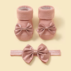 Baby Girls Bow Headband & Socks Gift Set