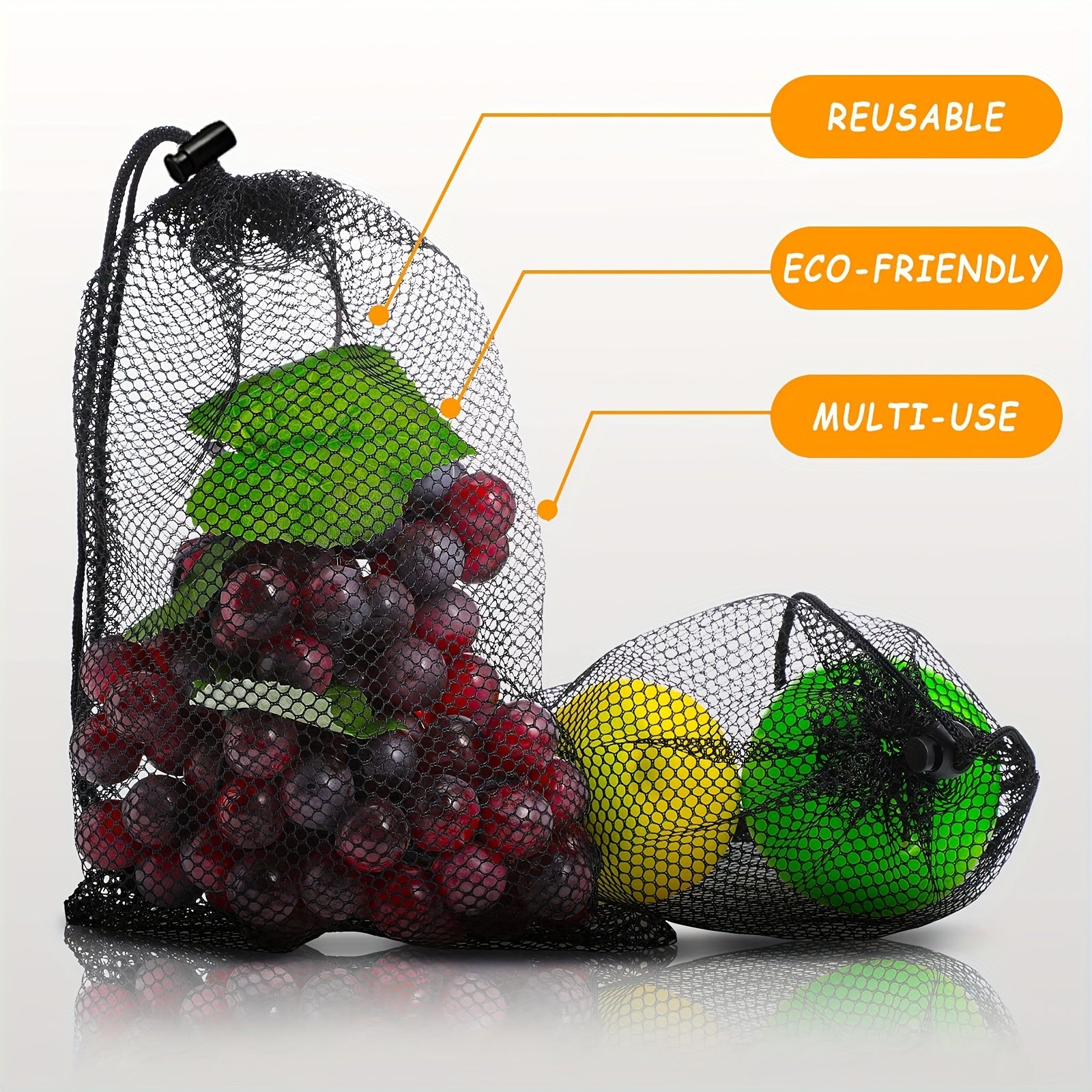 10pcs Nylon Mesh Bag 15x11 inch Drawstring Closure Durable for Shopping Storage