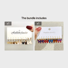 5 Pairs Colorful Butterfly Drop Earrings Set