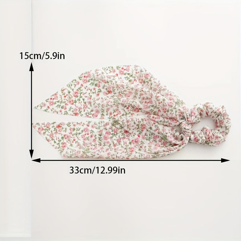 Floral Streamer Headband Scrunchie Ponytail Holder Hair Accessories