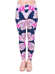 Floral Print High Waist Stretchy Leggings Skinny Long Length