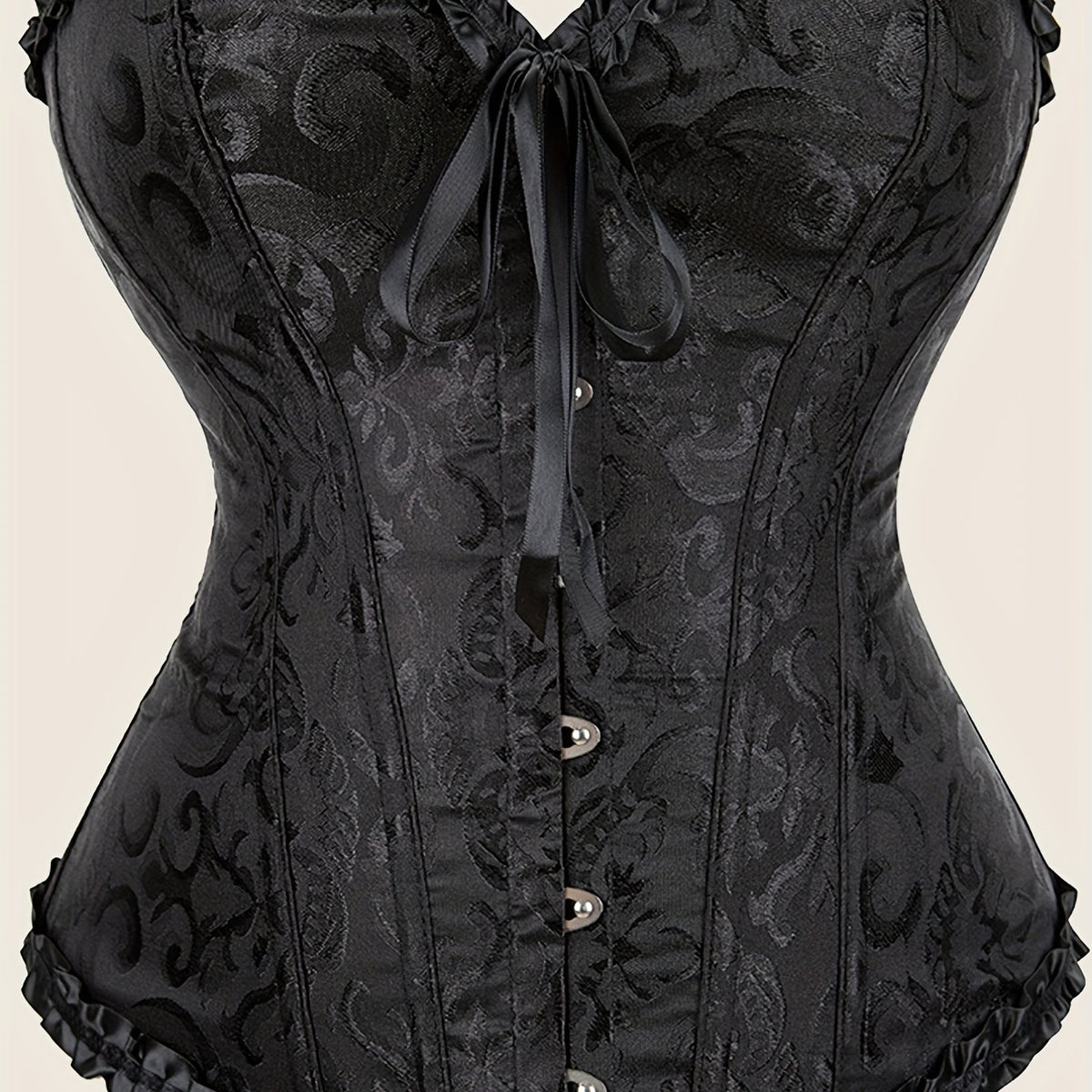 Strapless Corset Bustier Tummy Control Lace Up Jacquard Body Shaper