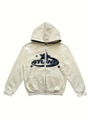 Y2K Letter & Star Print Sweatshirt Zip Up Hoodie