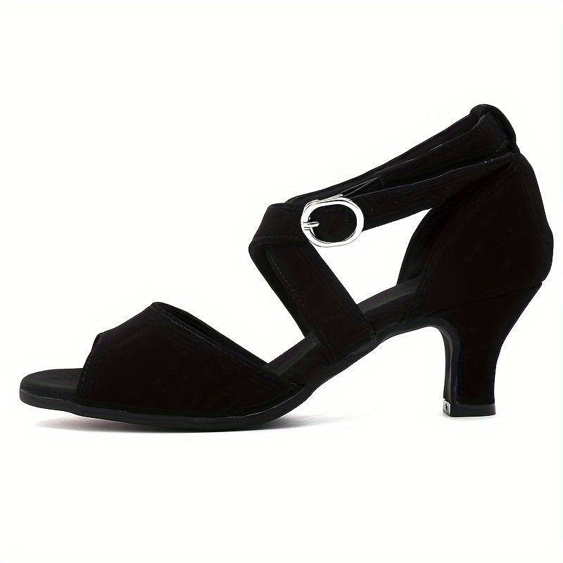 Women's Satin Latin Dance Shoes Ankle Cross Strap Professional Dance Shoes