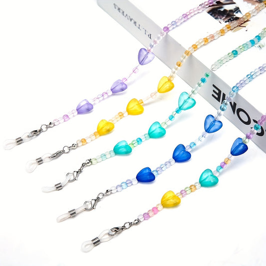 Heart Beaded Glasses Chain Acrylic Eyeglasses Lanyard Strap