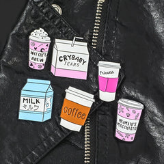 CRYBABY TEARS Milk Tea Brooch with Ice Cream Cup Design