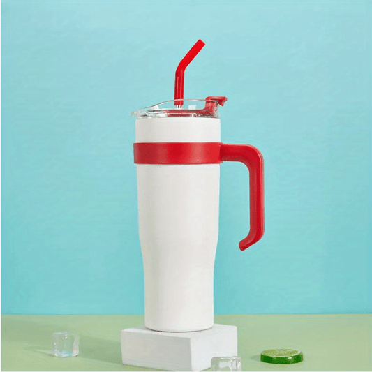 1200ml Stainless Steel Vacuum Cup With Handle, Leakproof, Straw, Outdoor Sports