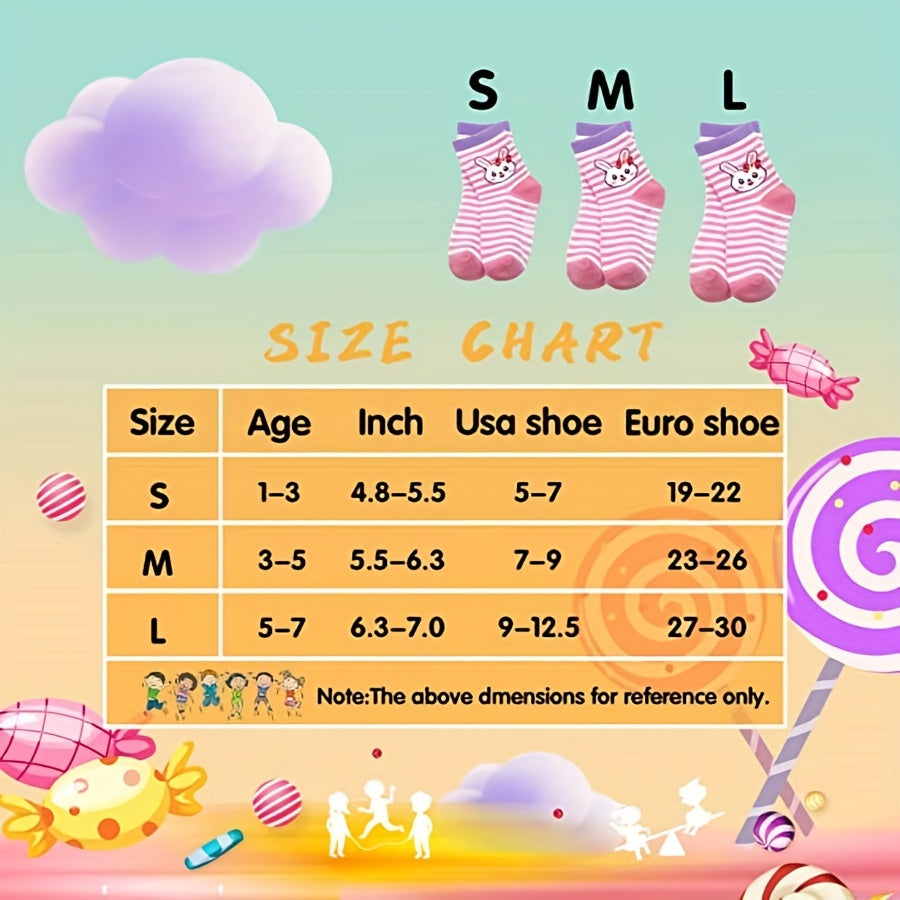 12 Pairs Kids Anti-Skid Crew Socks Breathable Comfy Children's Socks