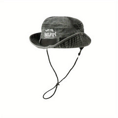 Embroidered Bucket Hats Washed Packable Beach Sun Hats Men Women Hat Strings